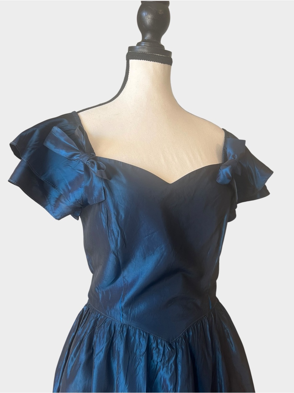 Vintage Jessica McClintock Iridescent Blue Taffeta Party Dress Size 12 USA